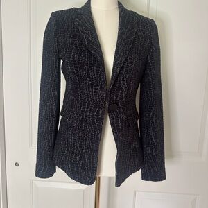 Armani Women’s Navy Textured Animal Print Blazer Size 4 Like New VINTAGE GEM